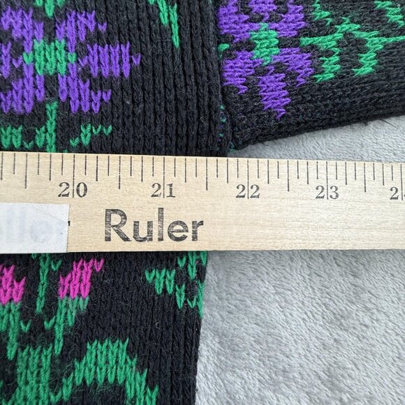 Vintage Justin Allen Sweater Womens Large Black Floral Knit Mock Neck Made USA - Picture 9 of 12